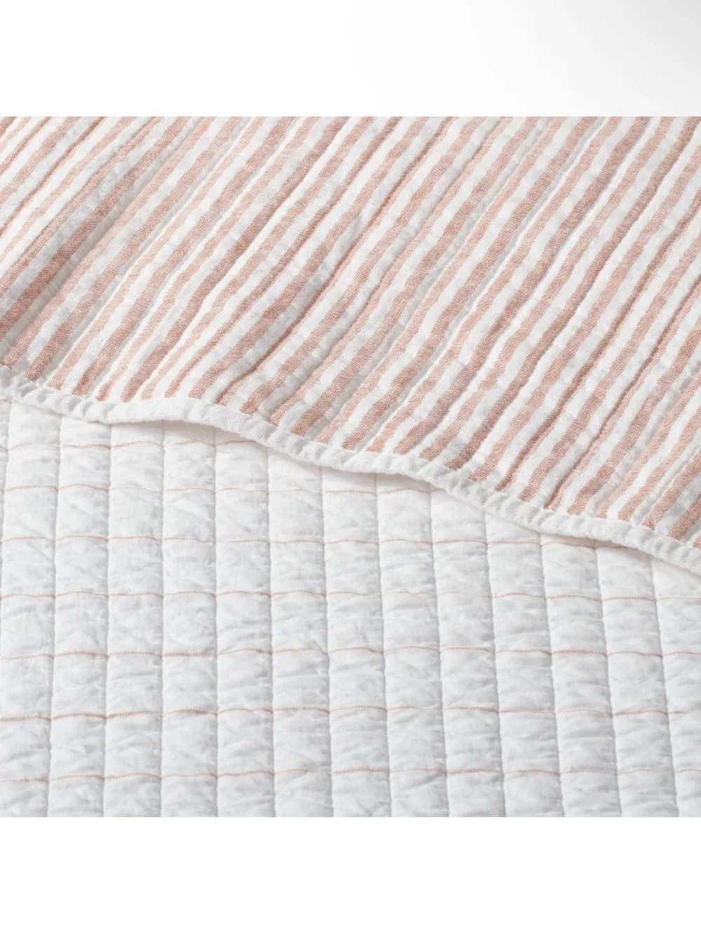 King Reversible Cotton Stripe Quilt Terracotta - Threshold